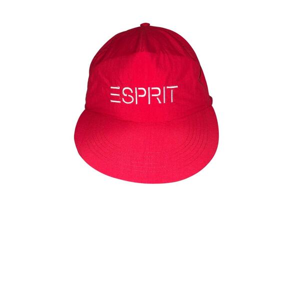 Esprit Hat Baseball Cap Red White Embroidered Adjustable Snap Back 80s Preppy - Picture 1 of 4